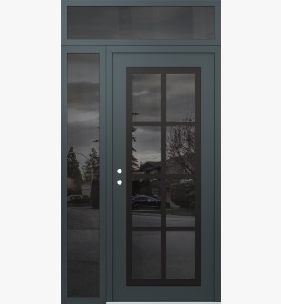 Diamond C16 50" x 96" anthracite/anthracite mirrored Glass Panel black RHI with Sidelite and Transom mirrored Glass