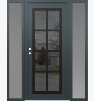 Diamond C16 68" x 80" anthracite/anthracite mirrored Glass Panel black RHI with 2 Sidelites frosted Glass