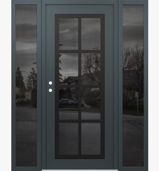 Diamond C16 60" x 80" anthracite/anthracite mirrored Glass Panel black RHI with 2 Sidelites mirrored Glass