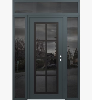 Diamond C16 60" x 96" anthracite/anthracite mirrored Glass Panel black LHI with 2 Sidelites and Transom mirrored Glass