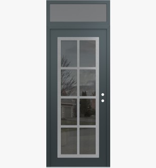 Diamond C16 36" x 96" anthracite/anthracite mirrored Glass Panel stainless steel LHI with Transom frosted Glass