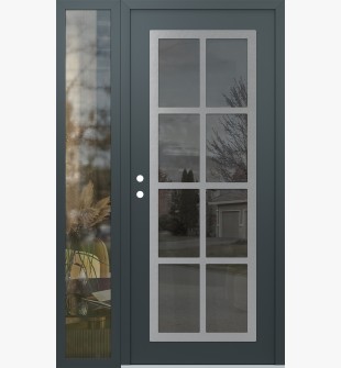 Diamond C16 52" x 80" anthracite/anthracite mirrored Glass Panel stainless steel RHI with Sidelite clear Glass