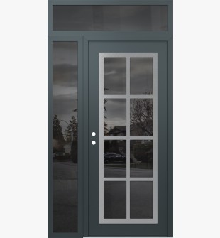Diamond C16 48" x 96" anthracite/anthracite mirrored Glass Panel stainless steel RHI with Sidelite and Transom mirrored Glass