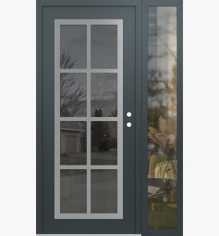 Diamond C16 52" x 80" anthracite/anthracite mirrored Glass Panel stainless steel LHI with Sidelite clear Glass