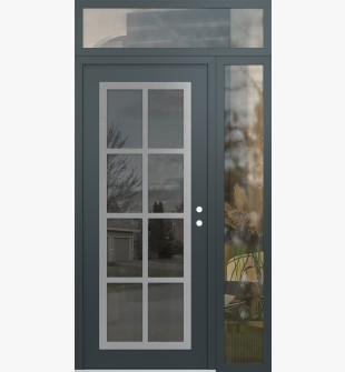 Diamond C16 50" x 96" anthracite/anthracite mirrored Glass Panel stainless steel LHI with Sidelite and Transom clear Glass
