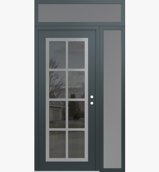 Diamond C16 52" x 96" anthracite/anthracite mirrored Glass Panel stainless steel LHI with Sidelite and Transom frosted Glass