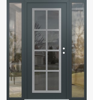 Diamond C16 68" x 80" anthracite/anthracite mirrored Glass Panel stainless steel LHI with 2 Sidelites clear Glass