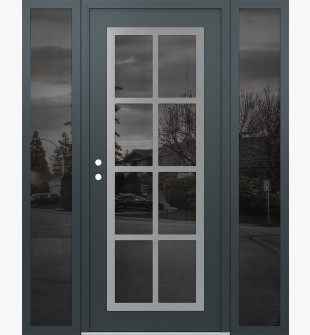 Diamond C16 60" x 80" anthracite/anthracite mirrored Glass Panel stainless steel RHI with 2 Sidelites mirrored Glass