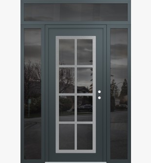 Diamond C16 60" x 96" anthracite/anthracite mirrored Glass Panel stainless steel LHI with 2 Sidelites and Transom mirrored Glass