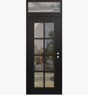 Diamond C16 36" x 96" black/black clear Glass Panel black LHI with Transom clear Glass