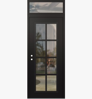 Diamond C16 36" x 96" black/black clear Glass Panel black RHI with Transom clear Glass