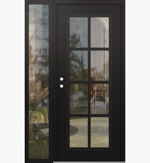 Diamond C16 52" x 80" black/black clear Glass Panel black RHI with Sidelite clear Glass