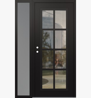 Diamond C16 52" x 80" black/black clear Glass Panel black RHI with Sidelite frosted Glass