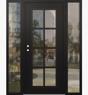 Diamond C16 68" x 80" black/black clear Glass Panel black RHI with 2 Sidelites clear Glass