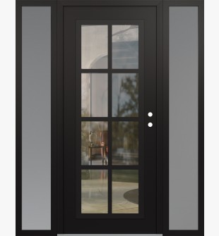 Diamond C16 60" x 80" black/black clear Glass Panel black LHI with 2 Sidelites frosted Glass