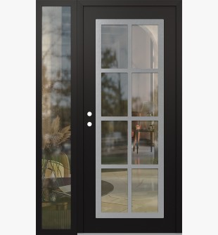 Diamond C16 52" x 80" black/black clear Glass Panel stainless steel RHI with Sidelite clear Glass