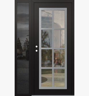 Diamond C16 50" x 80" black/black clear Glass Panel stainless steel RHI with Sidelite mirrored Glass