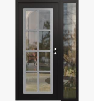 Diamond C16 48" x 80" black/black clear Glass Panel stainless steel LHI with Sidelite clear Glass