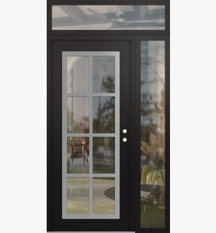Diamond C16 52" x 96" black/black clear Glass Panel stainless steel LHI with Sidelite and Transom clear Glass