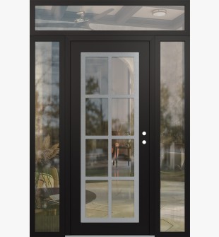 Diamond C16 60" x 96" black/black clear Glass Panel stainless steel LHI with 2 Sidelites and Transom clear Glass