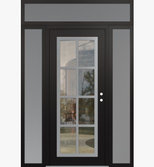 Diamond C16 60" x 96" black/black clear Glass Panel stainless steel LHI with 2 Sidelites and Transom frosted Glass