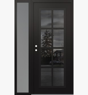 Diamond C16 52" x 80" black/black mirrored Glass Panel black RHI with Sidelite frosted Glass