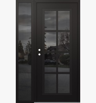 Diamond C16 48" x 80" black/black mirrored Glass Panel black RHI with Sidelite mirrored Glass