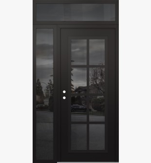 Diamond C16 50" x 96" black/black mirrored Glass Panel black RHI with Sidelite and Transom mirrored Glass