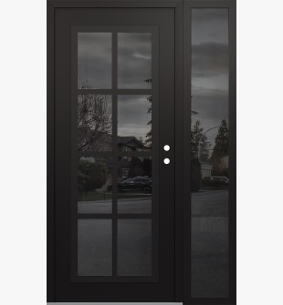 Diamond C16 52" x 80" black/black mirrored Glass Panel black LHI with Sidelite mirrored Glass