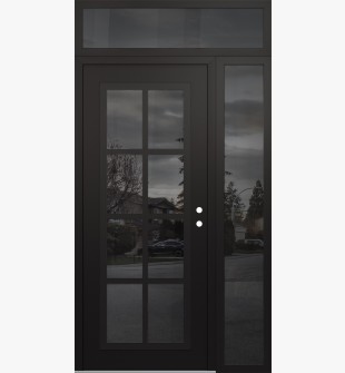 Diamond C16 48" x 96" black/black mirrored Glass Panel black LHI with Sidelite and Transom mirrored Glass