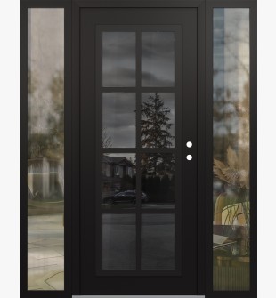 Diamond C16 64" x 80" black/black mirrored Glass Panel black LHI with 2 Sidelites clear Glass