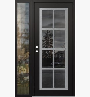 Diamond C16 50" x 80" black/black mirrored Glass Panel stainless steel RHI with Sidelite clear Glass