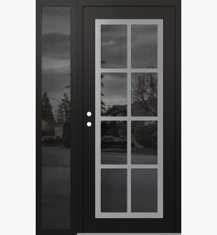 Diamond C16 52" x 80" black/black mirrored Glass Panel stainless steel RHI with Sidelite mirrored Glass