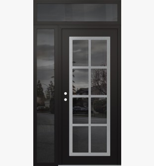 Diamond C16 48" x 96" black/black mirrored Glass Panel stainless steel RHI with Sidelite and Transom mirrored Glass