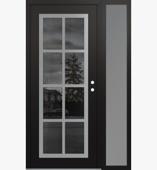 Diamond C16 52" x 80" black/black mirrored Glass Panel stainless steel LHI with Sidelite frosted Glass