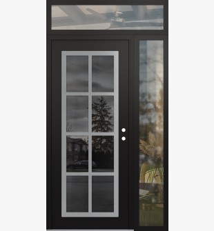 Diamond C16 52" x 96" black/black mirrored Glass Panel stainless steel LHI with Sidelite and Transom clear Glass