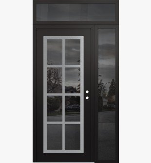 Diamond C16 48" x 96" black/black mirrored Glass Panel stainless steel LHI with Sidelite and Transom mirrored Glass