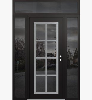 Diamond C16 60" x 96" black/black mirrored Glass Panel stainless steel LHI with 2 Sidelites and Transom mirrored Glass