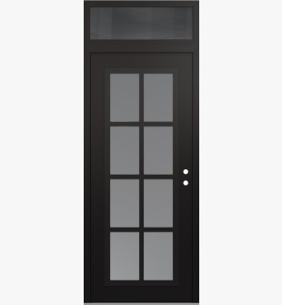 Diamond C16 36" x 96" black/white frosted Glass Panel black LHI with Transom mirrored Glass