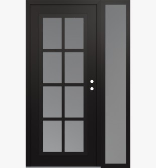 Diamond C16 52" x 80" black/white frosted Glass Panel black LHI with Sidelite frosted Glass