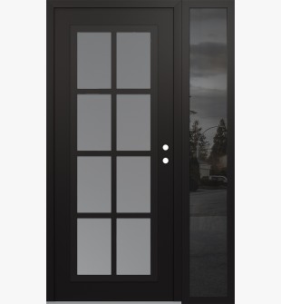 Diamond C16 52" x 80" black/white frosted Glass Panel black LHI with Sidelite mirrored Glass