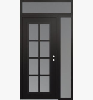 Diamond C16 48" x 96" black/white frosted Glass Panel black LHI with Sidelite and Transom frosted Glass