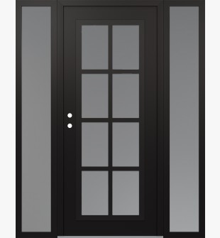 Diamond C16 60" x 80" black/white frosted Glass Panel black RHI with 2 Sidelites frosted Glass