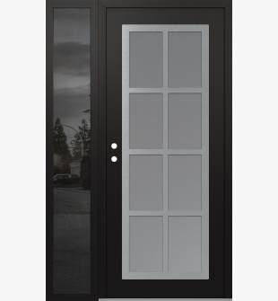 Diamond C16 48" x 80" black/white frosted Glass Panel stainless steel RHI with Sidelite mirrored Glass