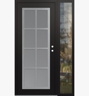 Diamond C16 52" x 80" black/white frosted Glass Panel stainless steel LHI with Sidelite clear Glass