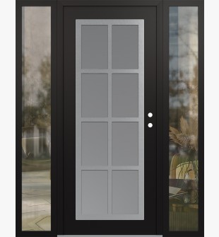 Diamond C16 60" x 80" black/white frosted Glass Panel stainless steel LHI with 2 Sidelites clear Glass