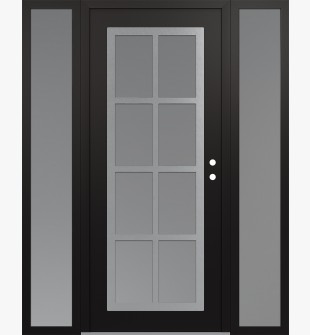 Diamond C16 60" x 80" black/white frosted Glass Panel stainless steel LHI with 2 Sidelites frosted Glass