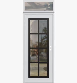 Diamond C16 36" x 96" white/white clear Glass Panel black LHI with Transom clear Glass