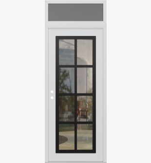 Diamond C16 36" x 96" white/white clear Glass Panel black RHI with Transom frosted Glass