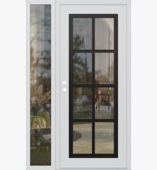 Diamond C16 52" x 80" white/white clear Glass Panel black RHI with Sidelite clear Glass